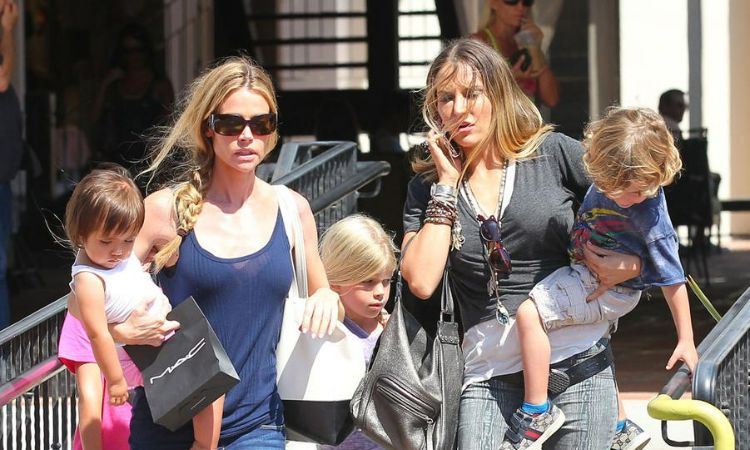 Lola Rose Sheen's mother, Denise Richards with her adopted sister, Eloise, and her half brothers, Max and Bob with their mother, Brooke Muller.